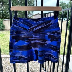Blue and Black Alphalete Crossover Workout Shorts